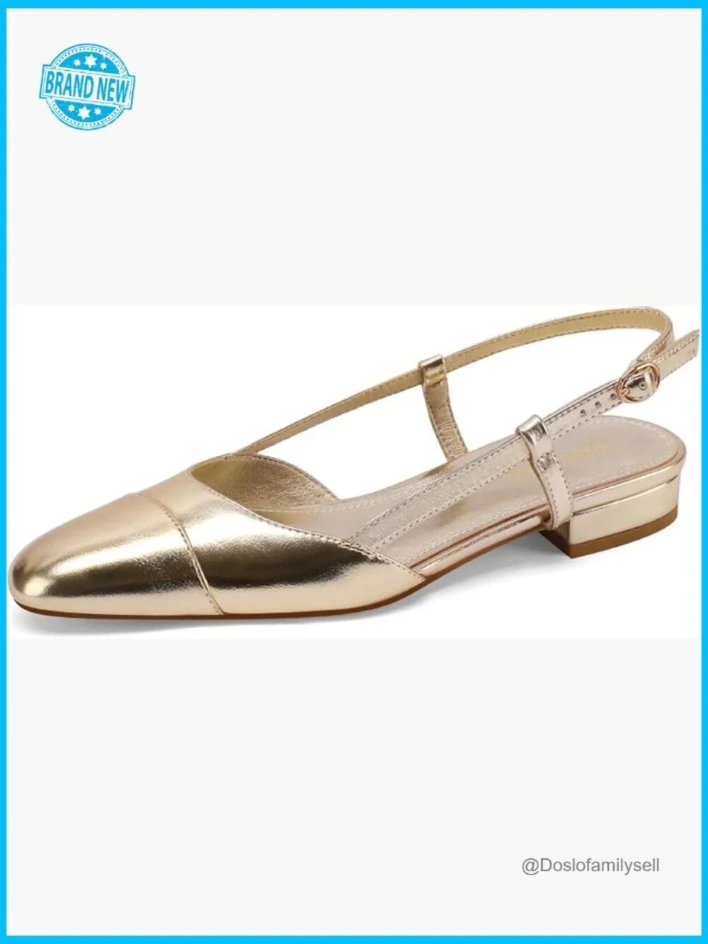 Slingback Flats Elegant Dressy Block Heel Double Strap Classic Comfortable